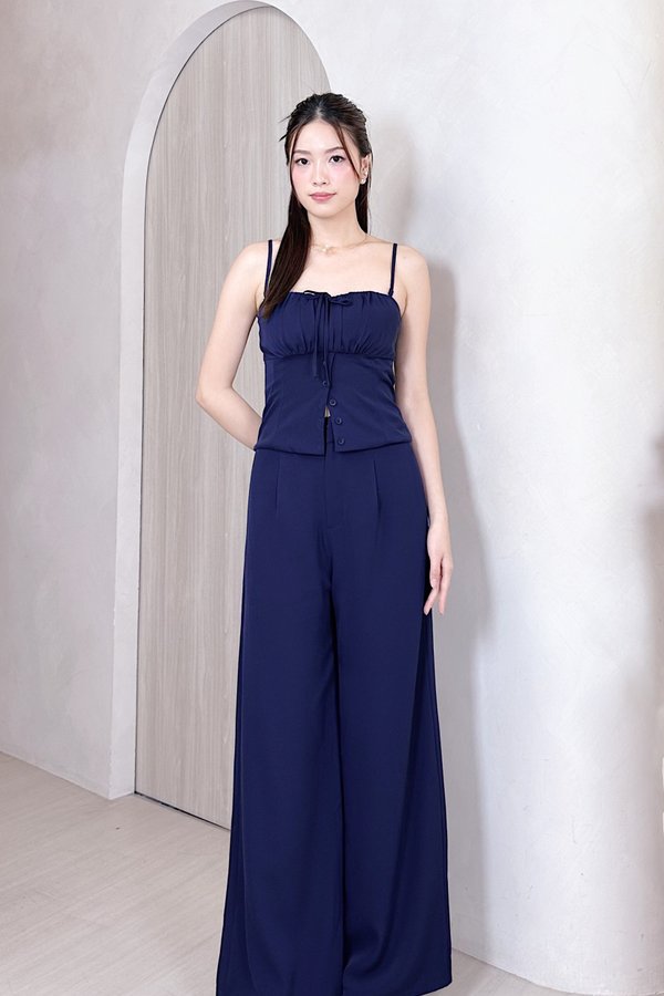 *Petite* L567 Eliona Clasp Straight Leg Pants in Navy