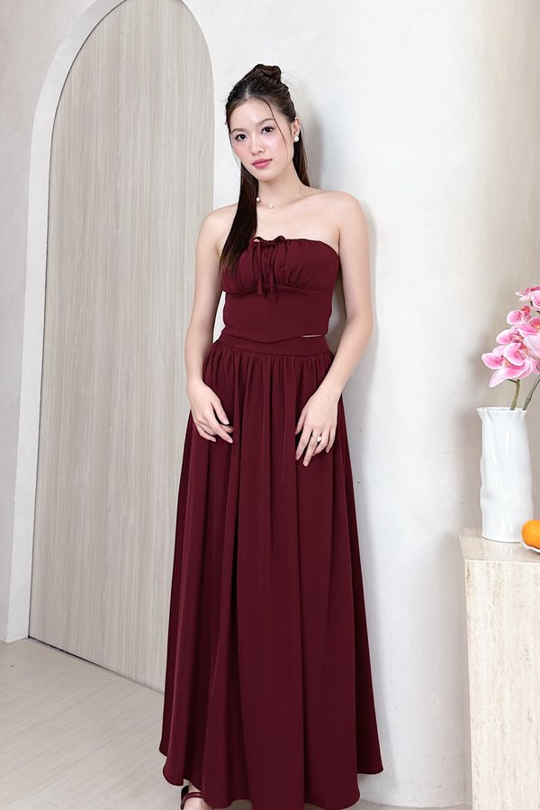 *Regular* Elias Midi Skirt in Maroon