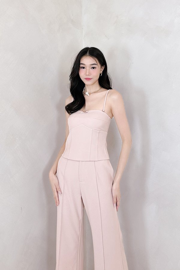 PX3645 Hanna Panel Peplum Top in Nude Pink