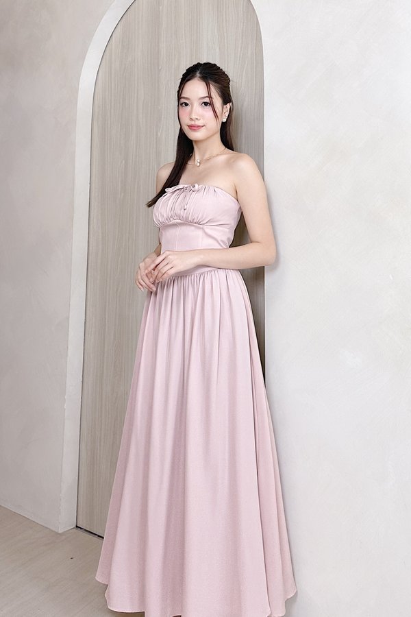 Eliora Straight Neckline Front Tie Top in Dusty Pink