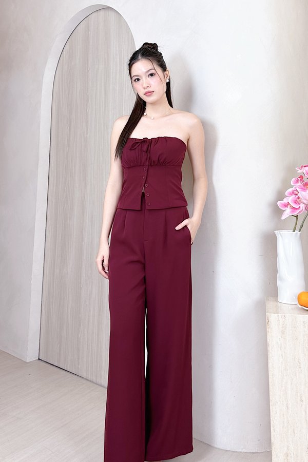 *Petite* L567 Eliona Clasp Straight Leg Pants in Maroon