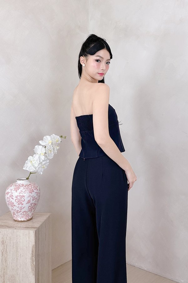 PX3645 Hanna Panel Peplum Top in Navy