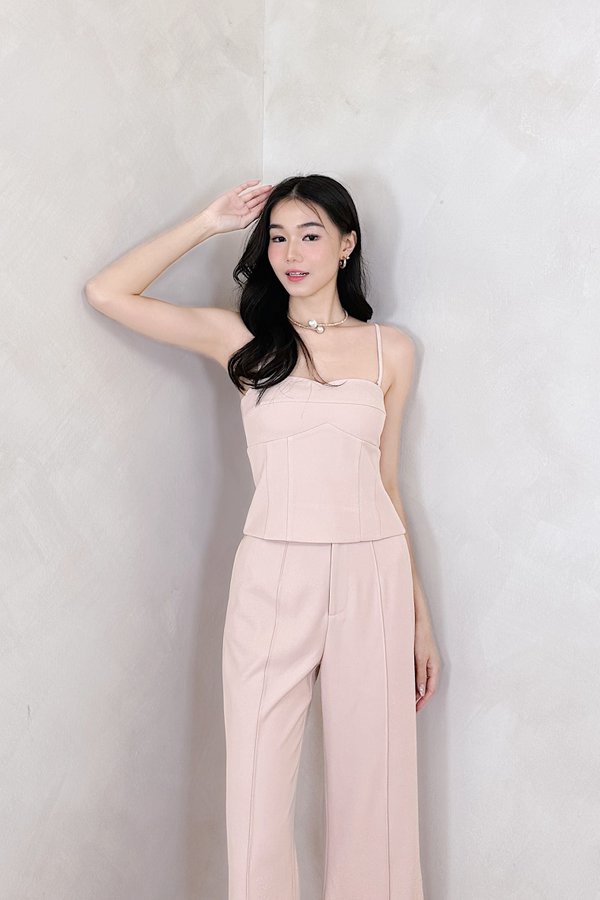 PX3645 Hanna Panel Peplum Top in Nude Pink