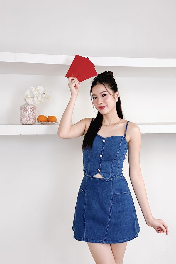 L595 Eleanor Denim Tube Top in Dark Wash