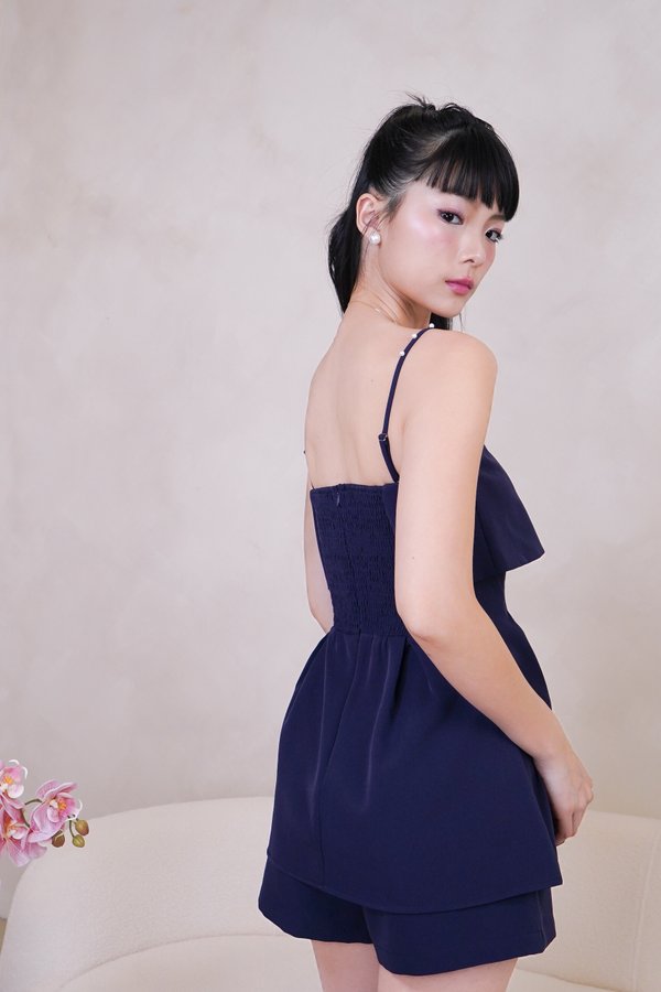 PX3619 Cataleya Overlap Long Line Top in Navy