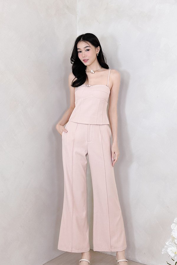 Hanna Clasp Straight Leg Pants in Nude Pink