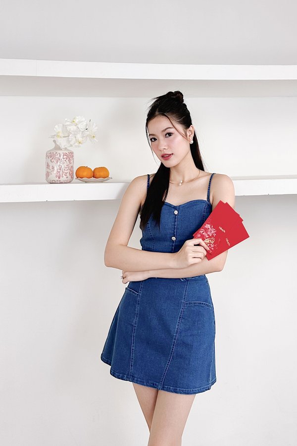 Eleanor Denim Tube Top in Dark Wash