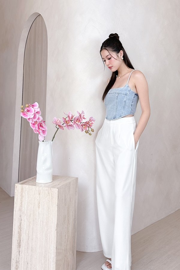 Yuki Denim Corset Top in Mid Wash