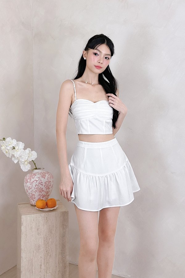 PX3609 Astra Pleated Cropped Top in White