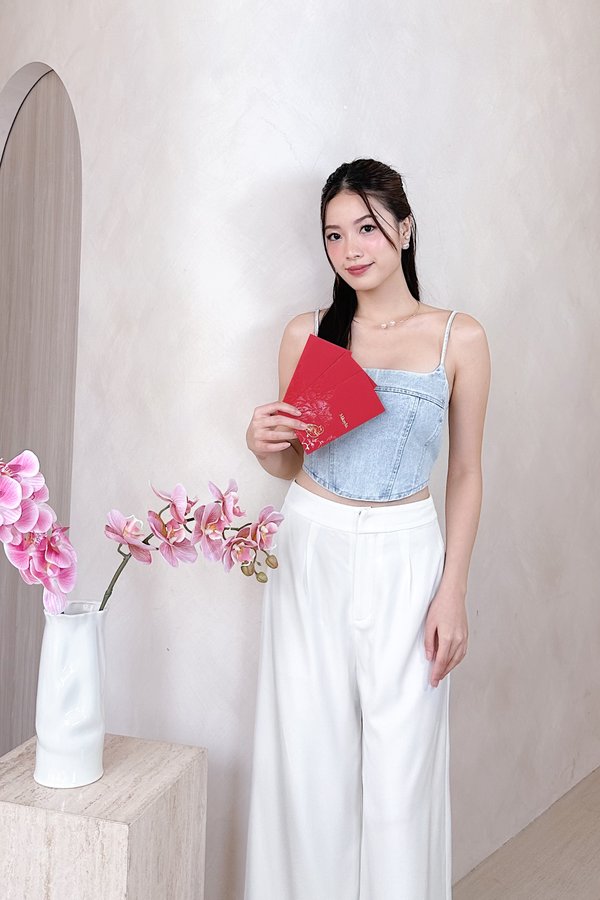 Yuki Denim Corset Top in Light Wash