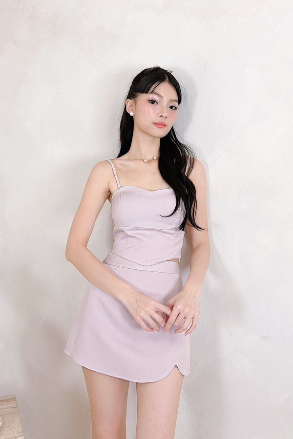 Beatrix Straight Neckline Corset Top in Lilac