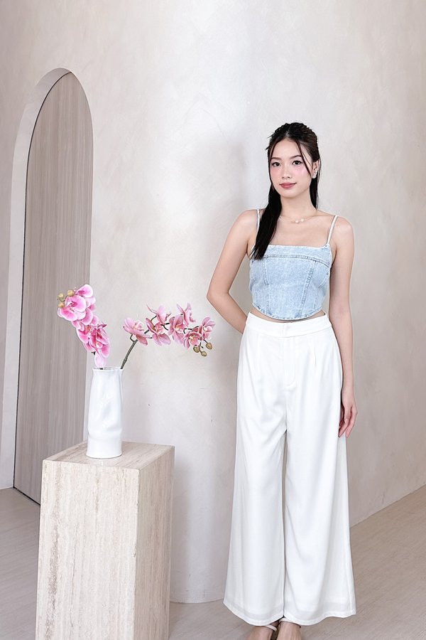 Yuki Denim Corset Top in Light Wash