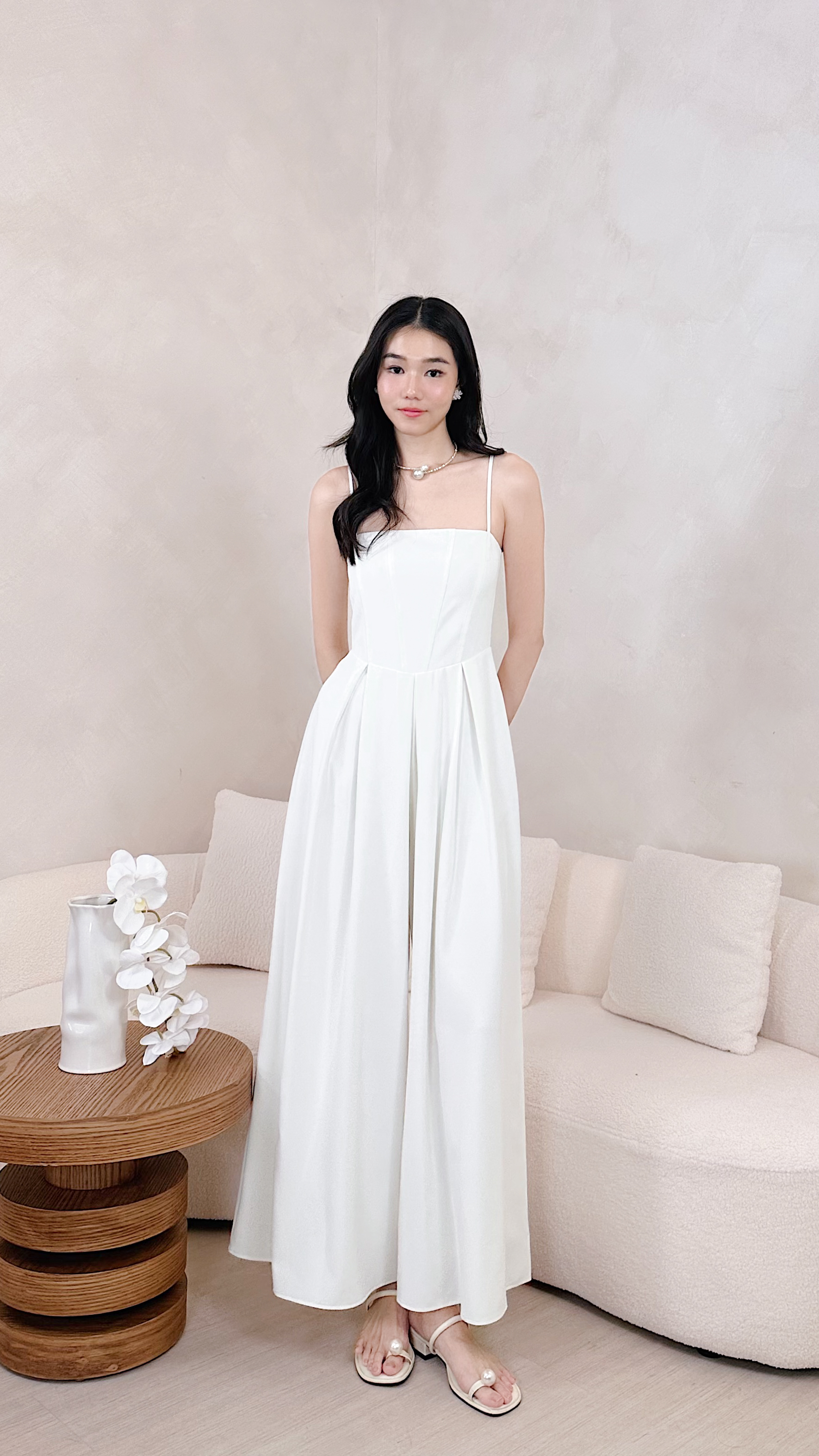 Regular* Aurora Corset Jumpsuit in White | Mikayla