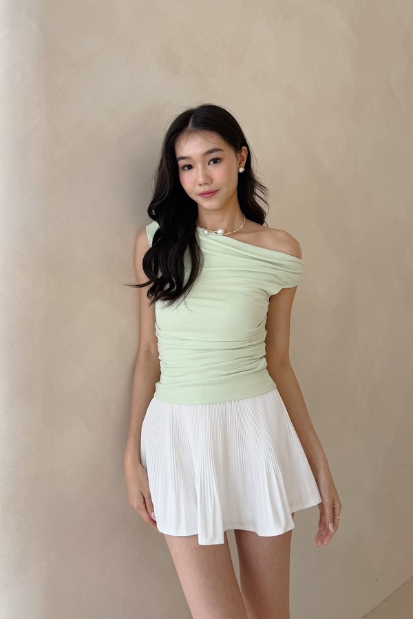 (BARE/BASIC) Laurie Off Shoulder Top in Lime Green