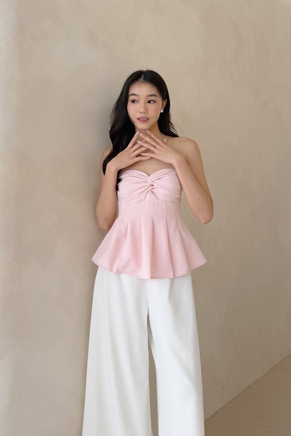 Megan Front Twist Top in Baby Pink