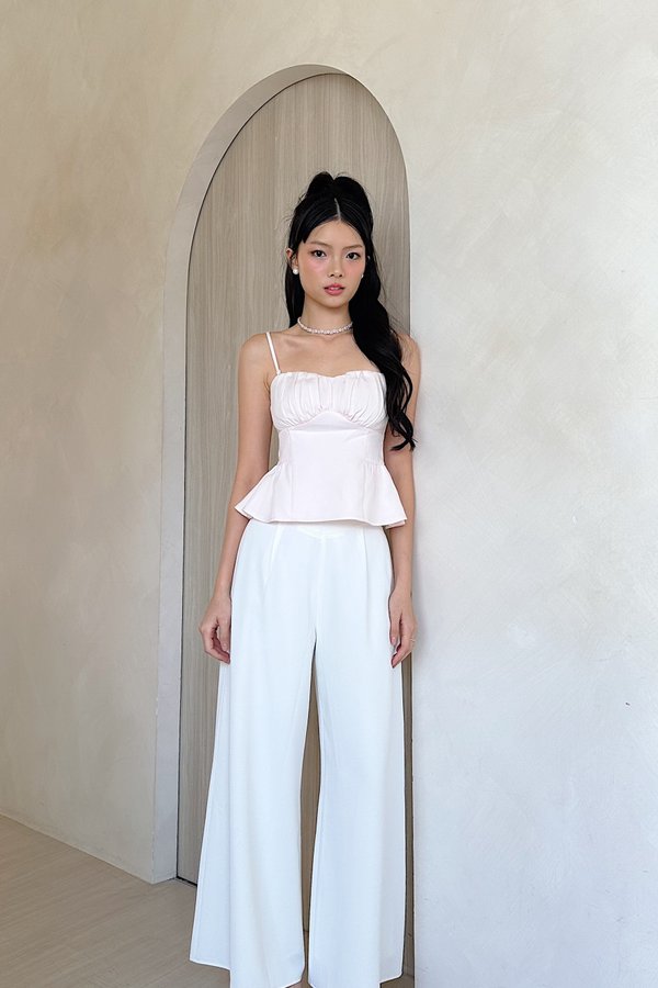 Ivy Pleated Peplum Top in Ice Pink