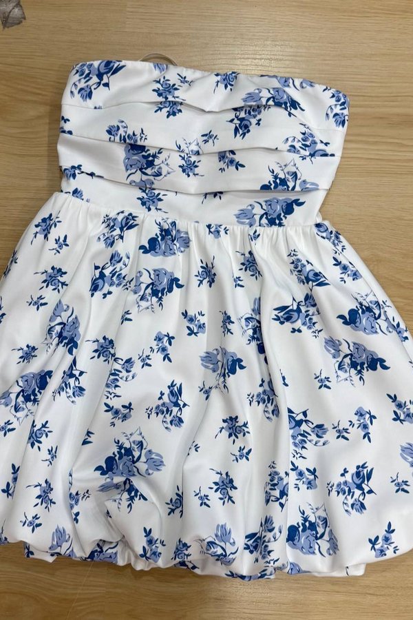 *PRE-ORDER* *Limited Edition* Felise V2 Padded Baby Doll Mini Dress Romper in Printed Blue Floral