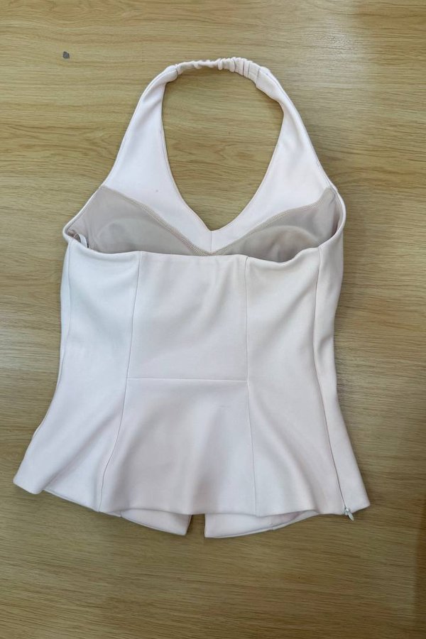 *PRE-ORDER* Ava V2 V-Neck Pearl Button Vest Top in Ice Pink