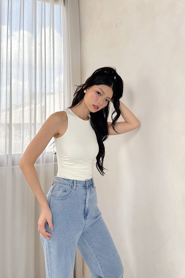(BARE/BASIC) Marisa V3 Racer Side Ruched Top in Ice Yellow