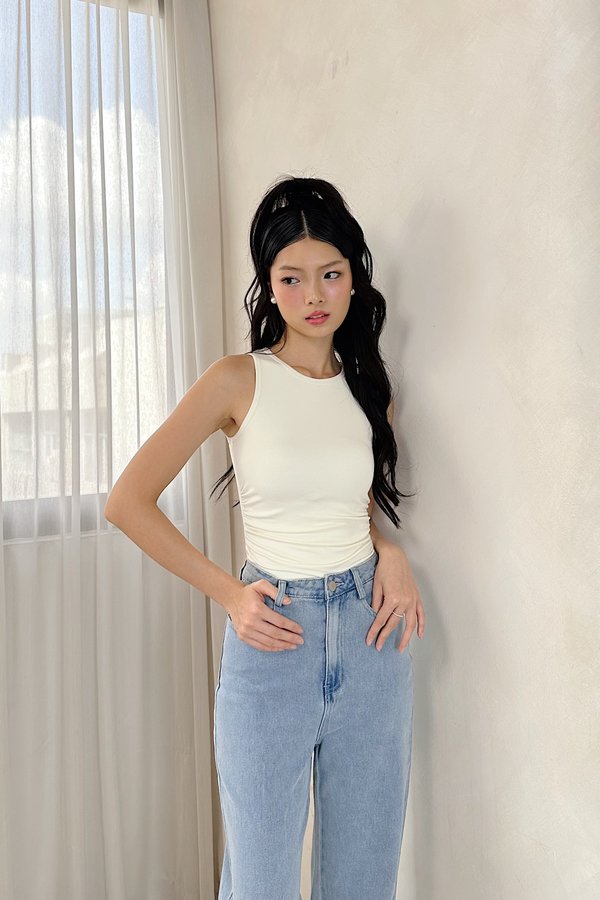 (BARE/BASIC) Marisa V3 Racer Side Ruched Top in Ice Yellow