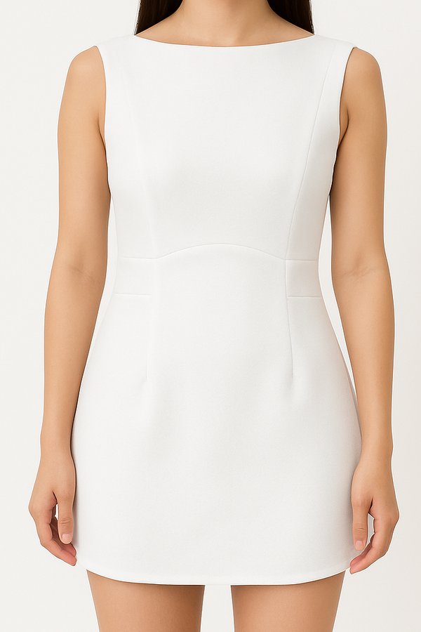 Jeslyn Boatneck Dress Romper in White