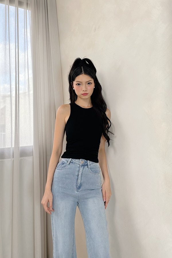 (BARE/BASIC) Marisa V3 Racer Side Ruched Top in Black