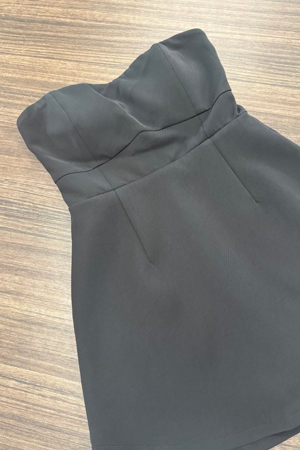 Althea Sweetheart Neckline Dress Romper in Black