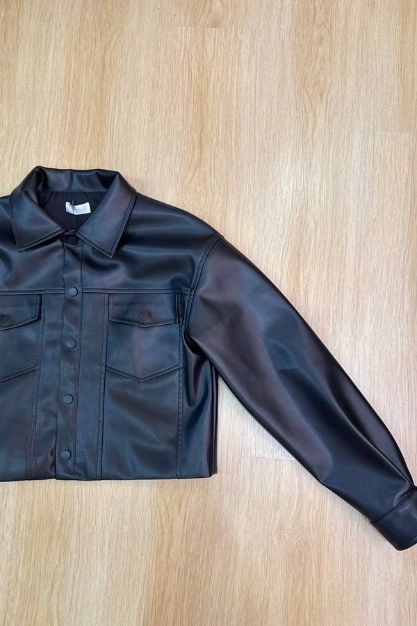 *PRE-ORDER* Sienna Cropped Faux Jacket in Black