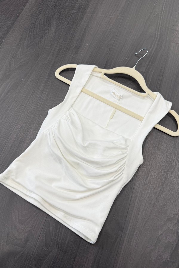 (BARE/BASIC) Ashley V4 Padded Ruched Top in White