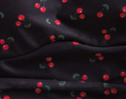 *PRE-ORDER* Imelda V3 Padded Mesh Side Slit Peplum Top in Black with Red Cherries