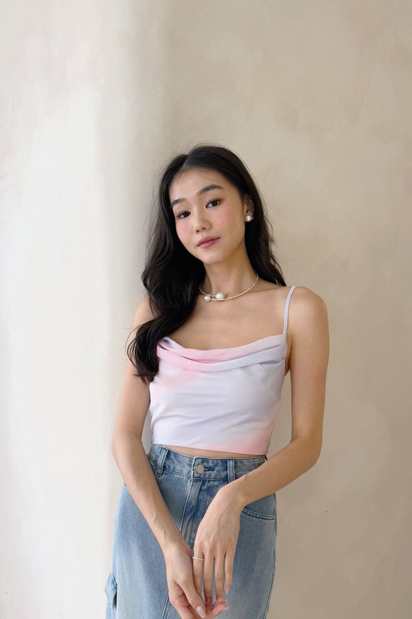 Eudora Cowl Neckline Top in Raspberry Blend