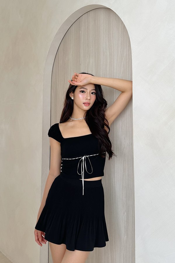*PRE-ORDER* (BARE/BASIC) Elsa V4 Lace Ribbon Top in Black with White Ribbon