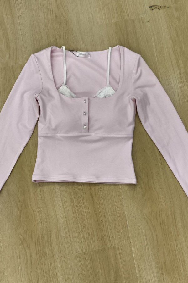 *PO: ETA MID AUG* (BARE/BASIC) Yumi Long Sleeve Top in Baby Pink