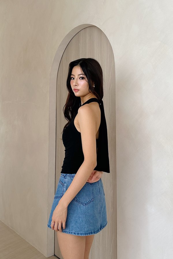 *PRE-ORDER* (BARE/BASIC) Luna V2 Halter Top in Black