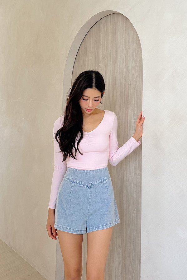 *PRE-ORDER* (BARE/BASIC) Naya Long Sleeve V-Neck Top in Baby Pink
