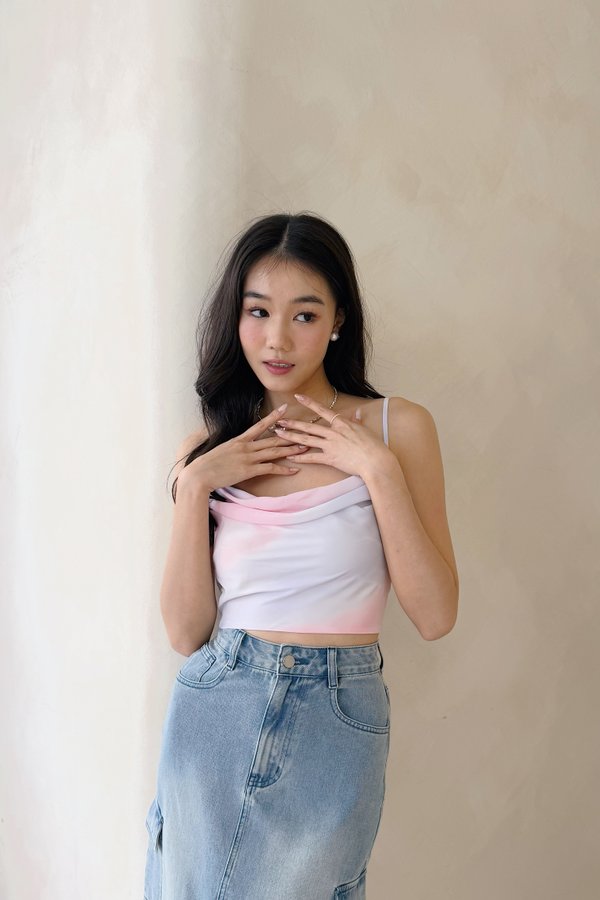 Eudora Cowl Neckline Top in Raspberry Blend