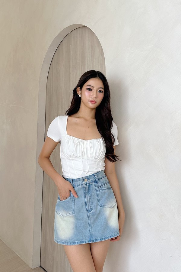 *PRE-ORDER* (BARE/BASIC) Tiffini V2 Sweetheart Neckline Top in White