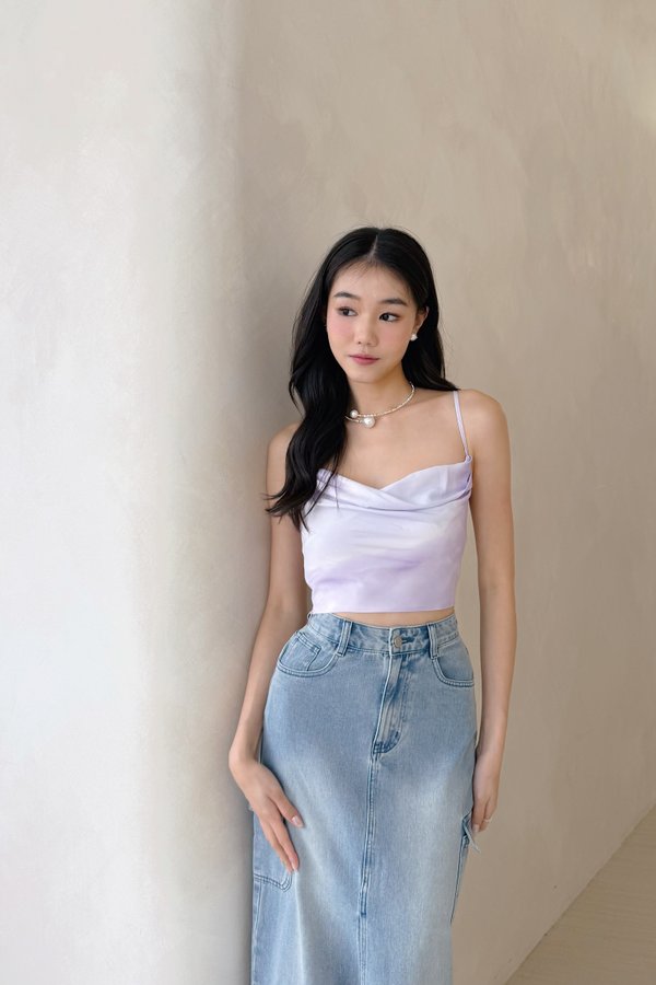Eudora Cowl Neckline Top in Lilac Clouds