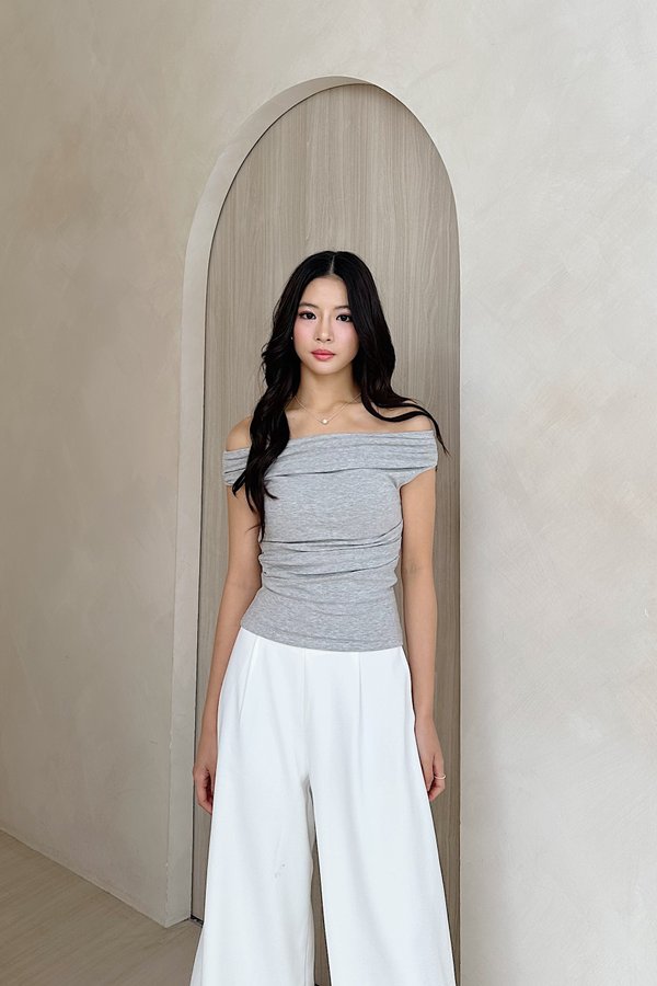 *PO2: ETA MID JUL* (BARE/BASIC) Laurie Off Shoulder Top in Light Grey