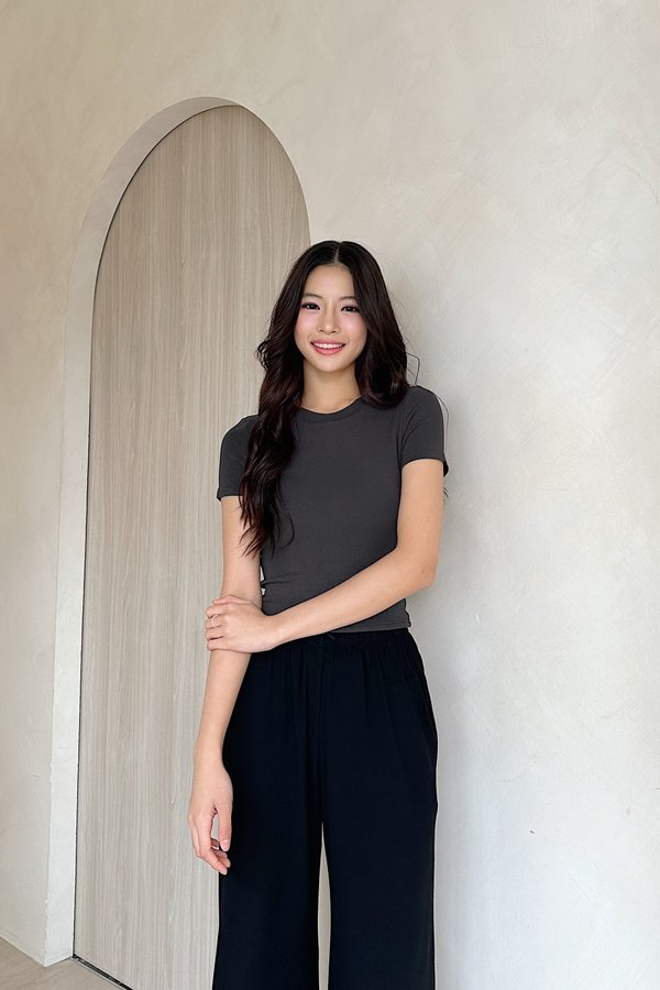 *PRE-ORDER* (BARE/BASIC) BB Baby Tee Top in Dark Grey