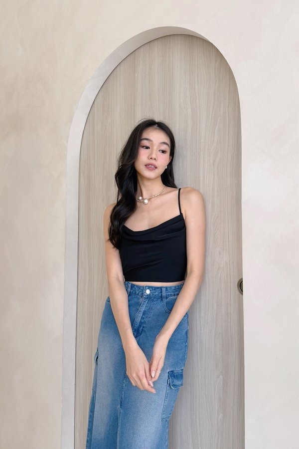 Eudora Cowl Neckline Top in Black