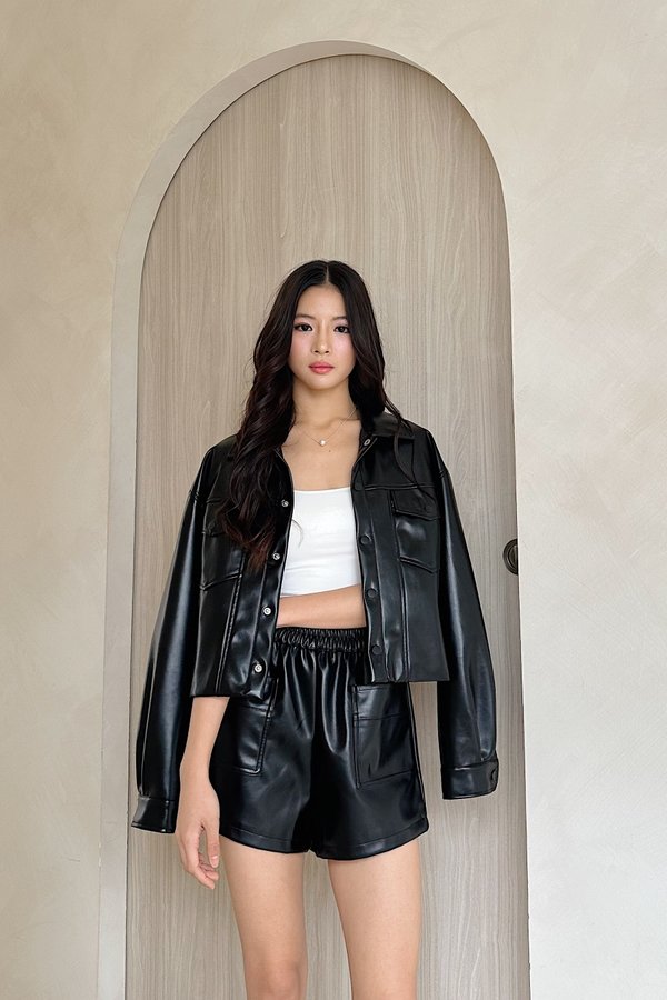 *PRE-ORDER* Sienna Cropped Faux Jacket in Black