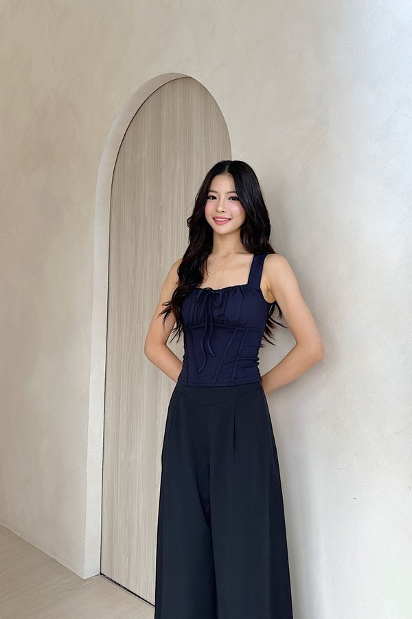 *PRE-ORDER* (BARE/BASIC) Tiffini V3 Sweetheart Neckline Sleeveless Top in Navy