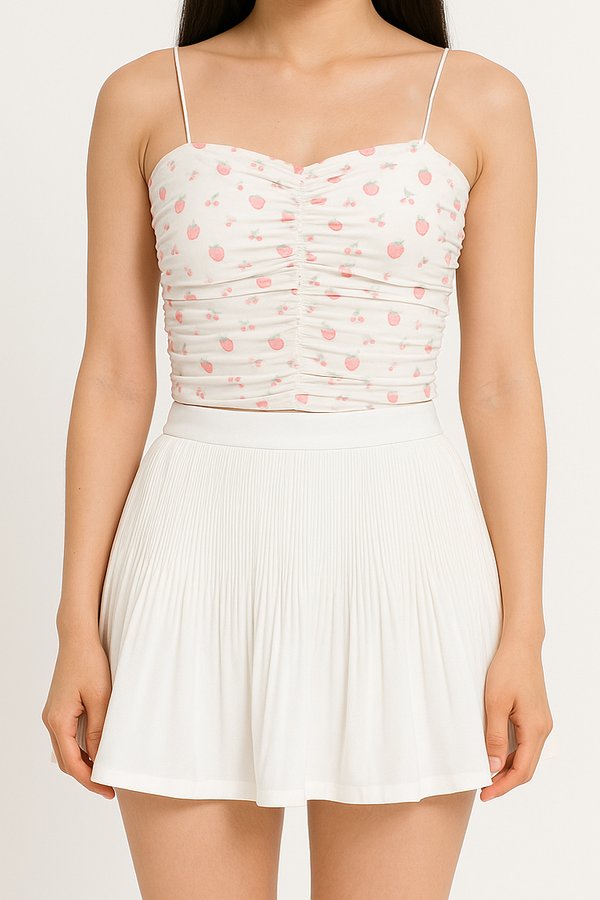 Zoelle V4 Padded Tie Dye Ruched Top in Pink Printed Berries