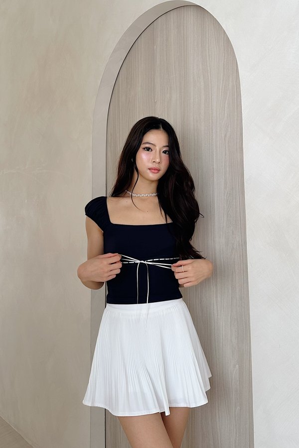 *PRE-ORDER* (BARE/BASIC) Elsa V4 Lace Ribbon Top in Navy with White Ribbon
