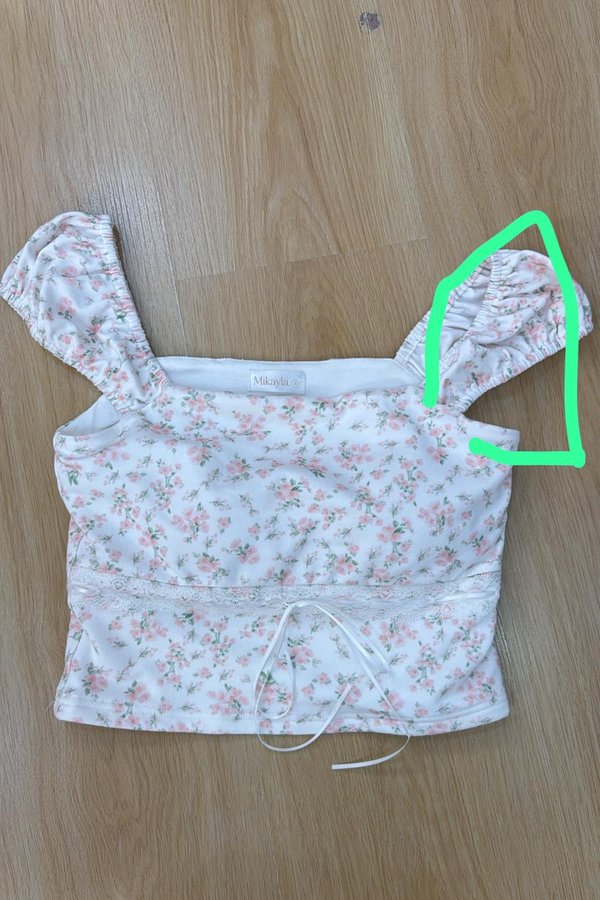 *PO: MID AUG* (BARE/BASIC) (Limited Edition) Elsa V2 Lace Ribbon Sleeved Top in Printed Floral