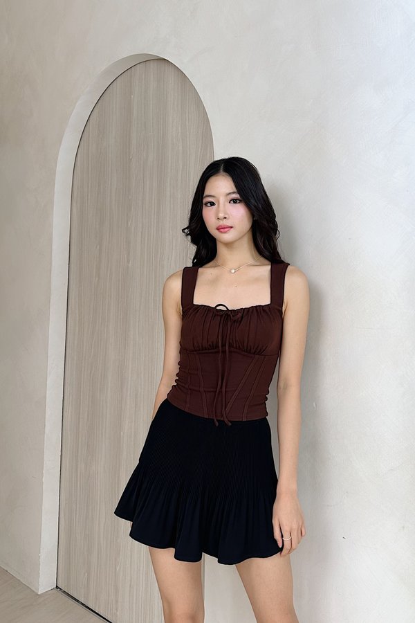 *PRE-ORDER* (BARE/BASIC) Tiffini V3 Sweetheart Neckline Sleeveless Top in Chocolate