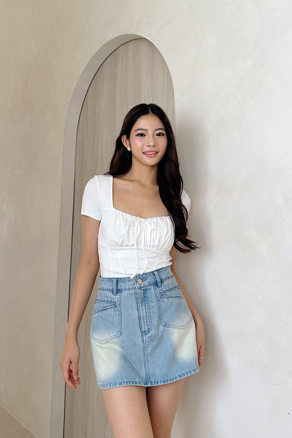 *PRE-ORDER* (BARE/BASIC) Tiffini V2 Sweetheart Neckline Top in White