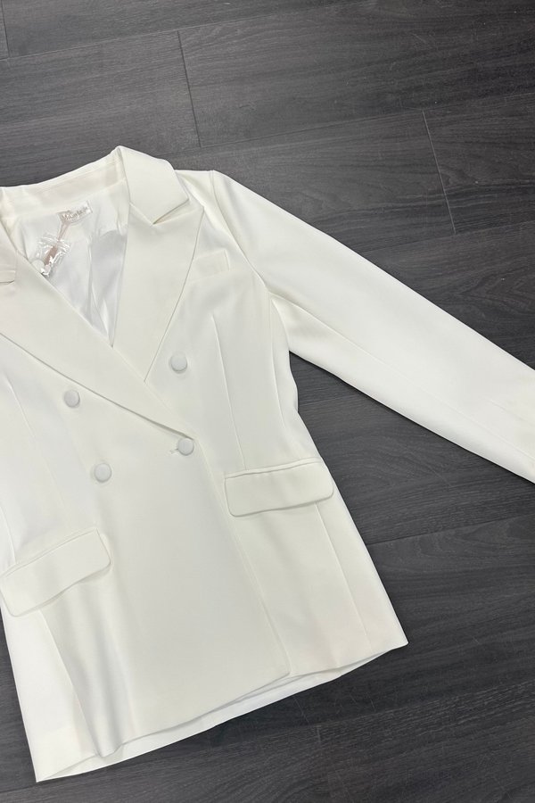 Marcel Faux Button Blazer in White