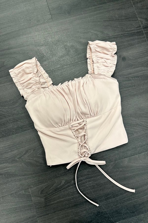 *PRE-ORDER* Odette Ruched Self Tie Top in Ice Pink